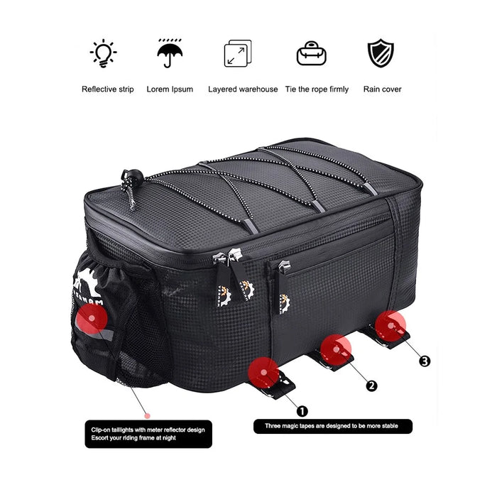 YSANAM YS01S 8L Cycling Bike Rear Bag Rack Waterproof Mountain Road Bicycle Pannier Luggage Carrier - Black - 3