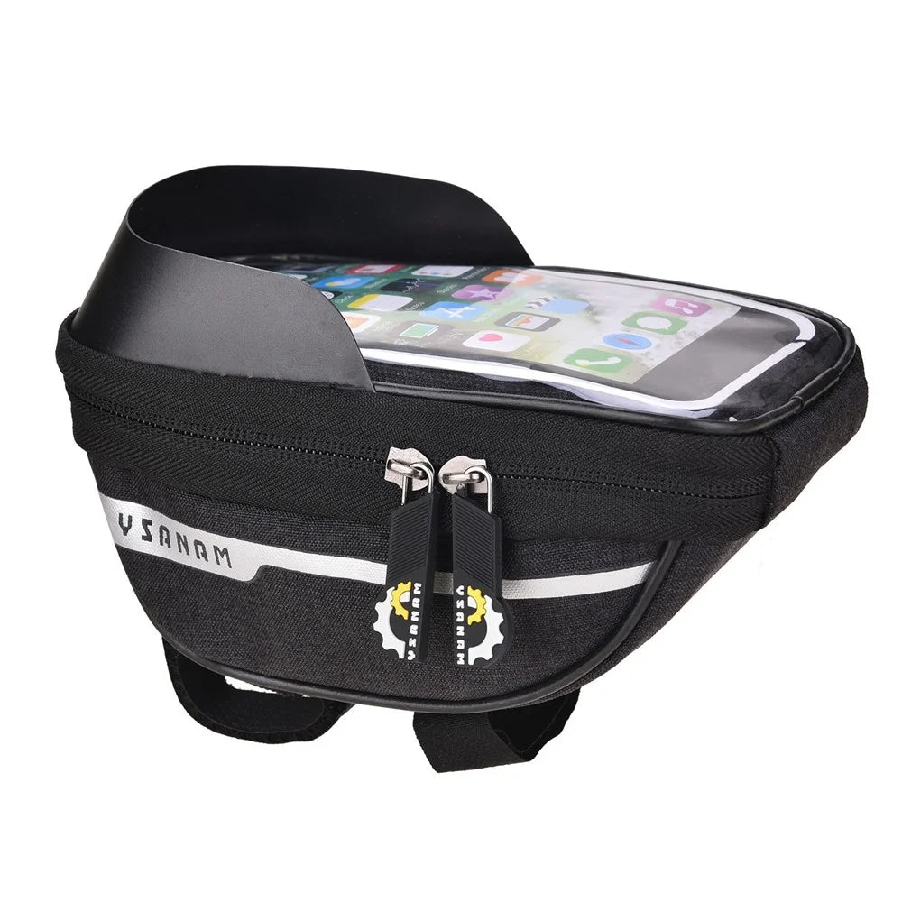 YSANAM YS-10B Bike Bicycle Bag Waterproof Bike Phone Storage Bag Front Frame Top Tube Handlebar Bag with Touch Screen Holder Case - 7