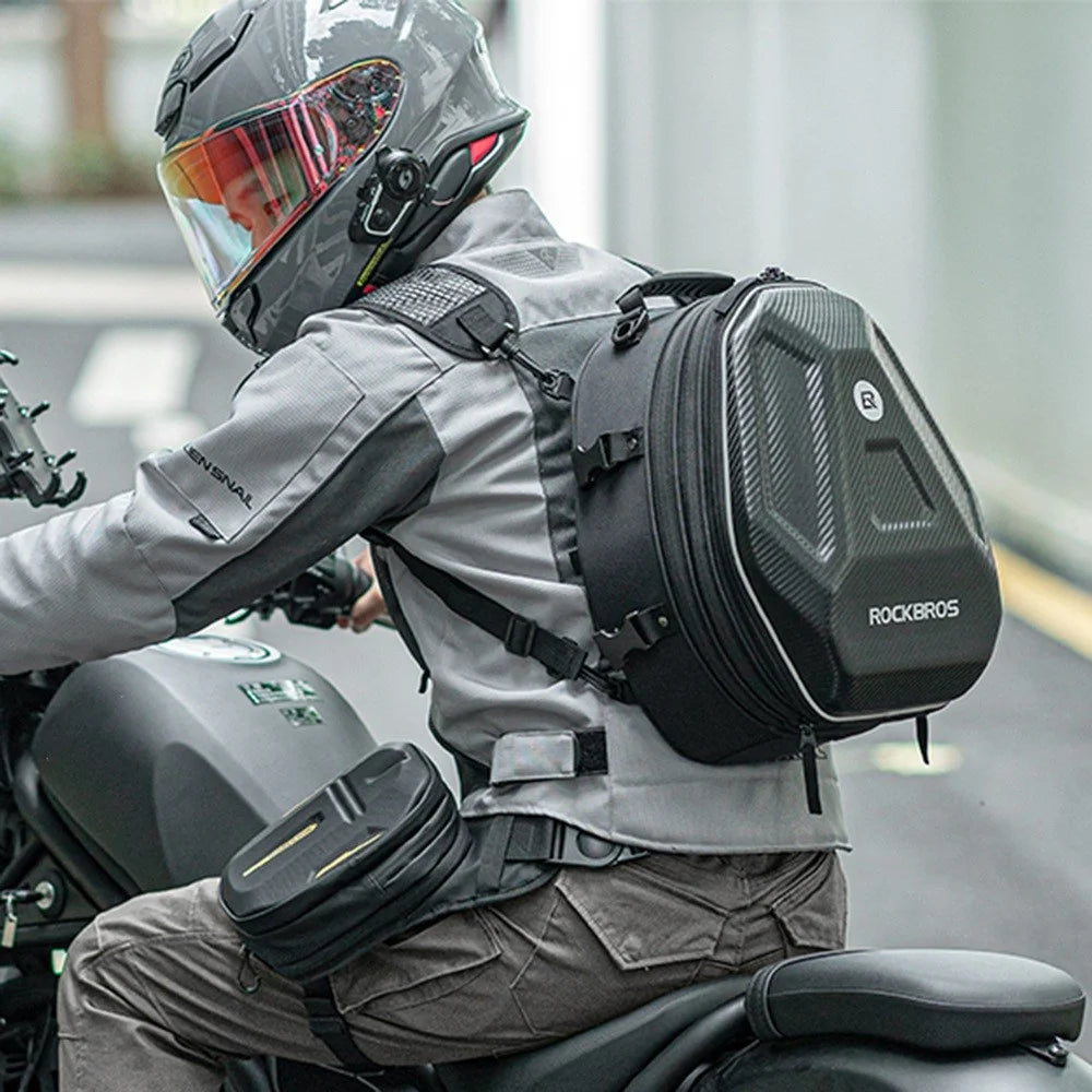 ROCKBROS Motorcycle Backpack for Helmet Waterproof Large Capacity Motorbike Tail Bag - 2