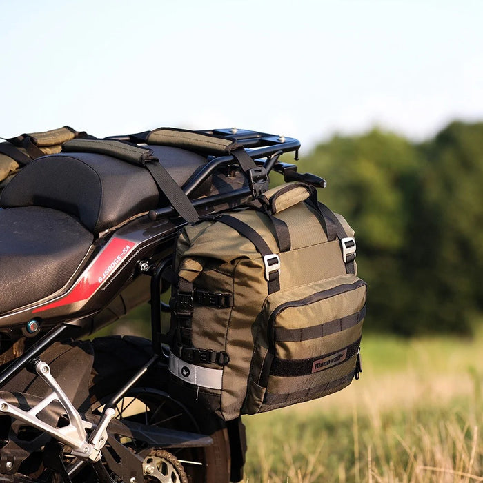 RHINOWALK MT2040 20L Quick Release Motorbike Side Storage Bag Polyester Motorcycle Luggage Pannier Bag - Green - 3