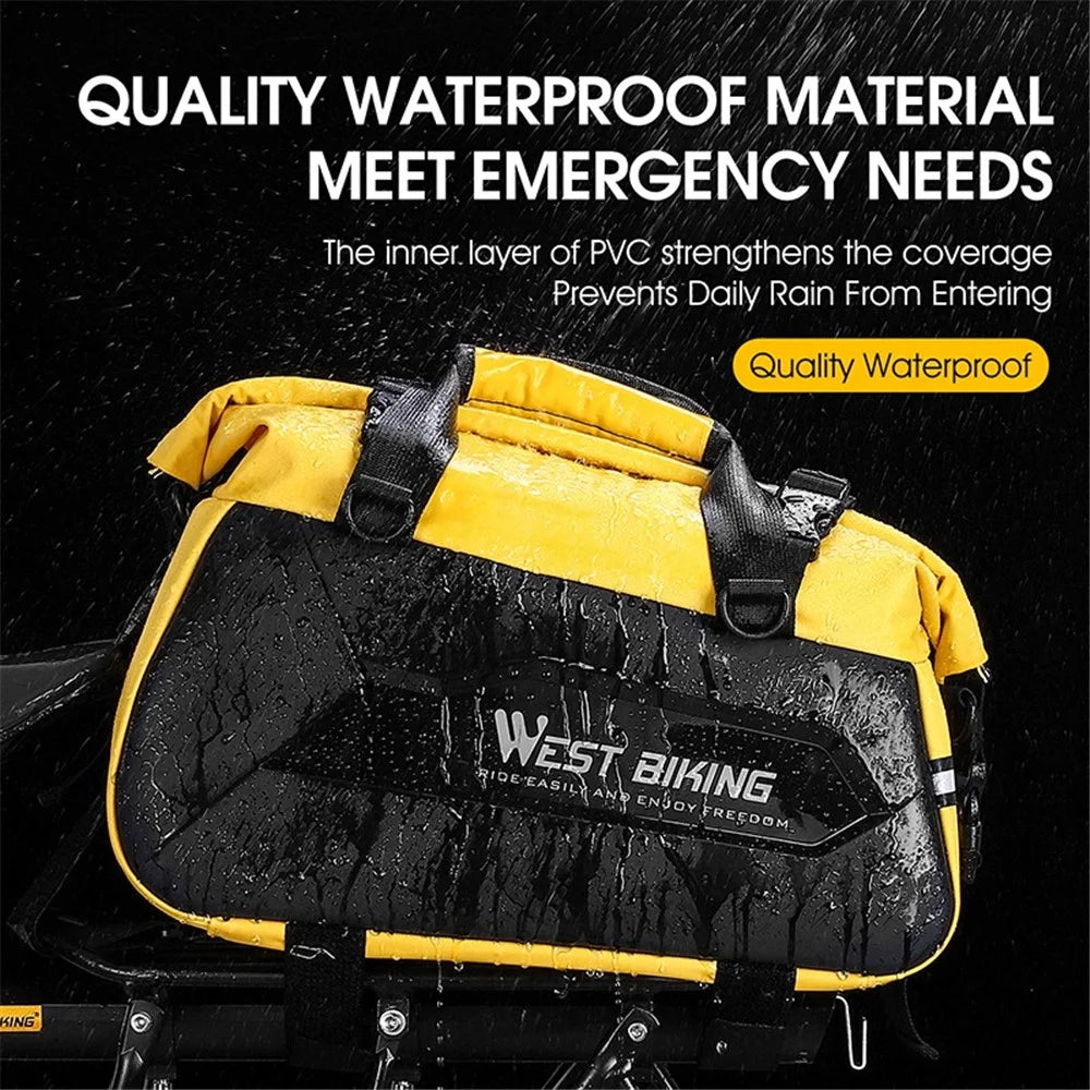 WEST BIKING YP0707308 Bike Rack Bag Waterproof Trunk Bag Large Capacity Reflective Pannier Bag with Shoulder Strap for Bicycle Rear Seat - Black / Yellow - 6