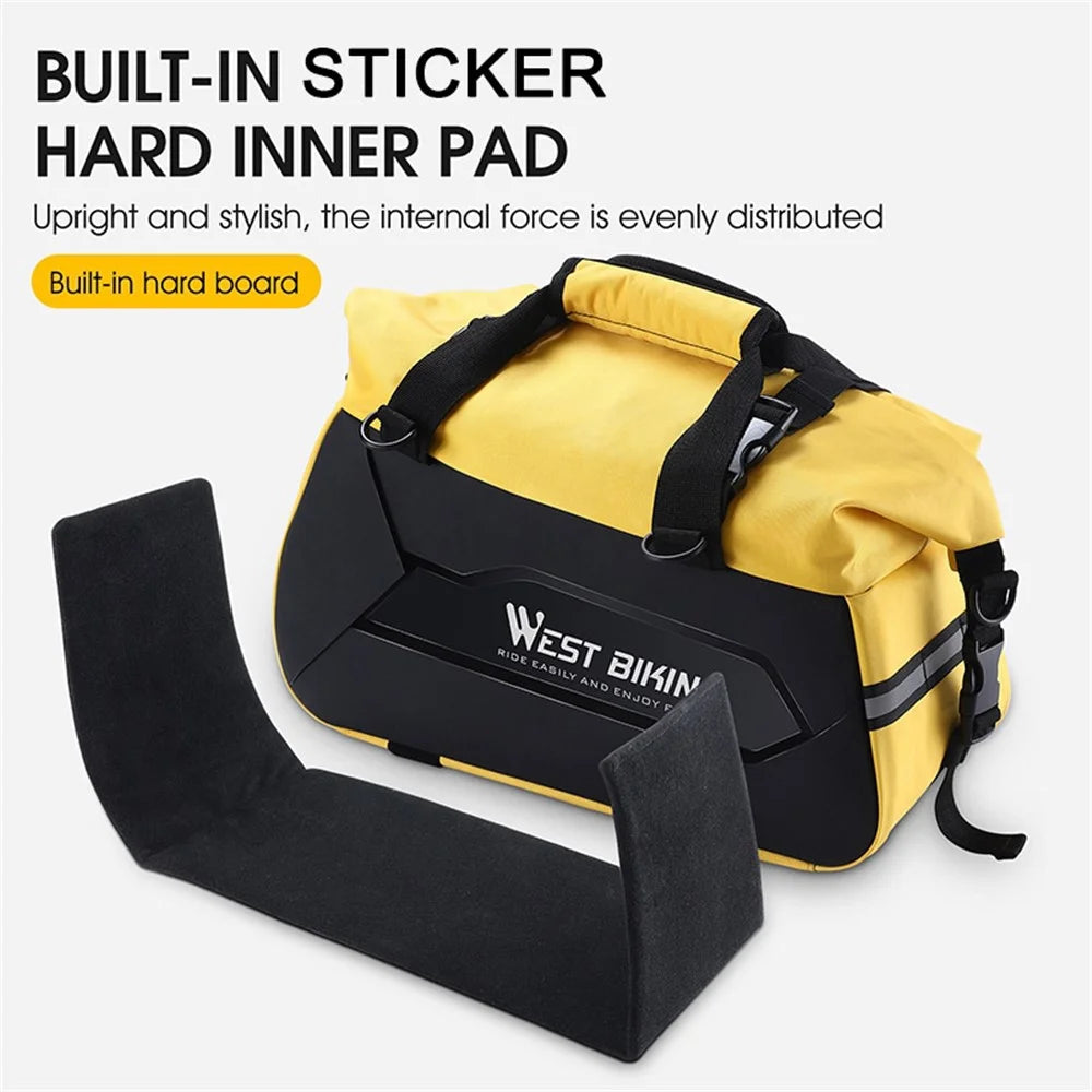 WEST BIKING YP0707308 Bike Rack Bag Waterproof Trunk Bag Large Capacity Reflective Pannier Bag with Shoulder Strap for Bicycle Rear Seat - Black / Yellow - 7