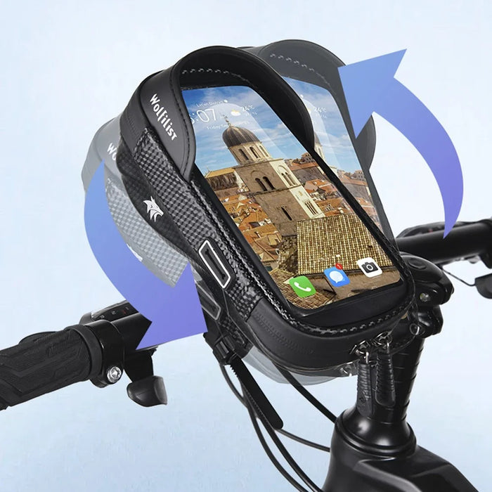 WOLFILIST C1101 Bicycle Handlebar Bag Rain-proof Touch Screen Phone Pouch Bike Cycling Storage Bag - 7