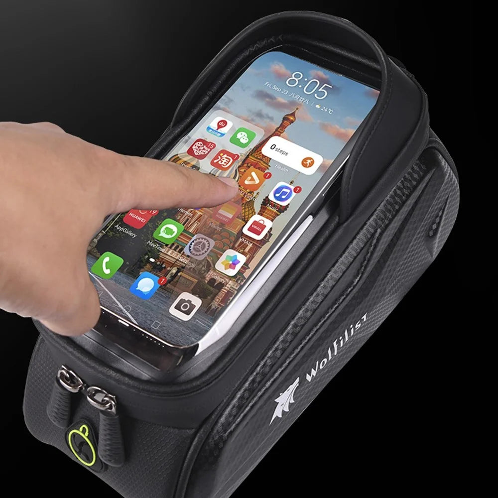WOLFILIST S002 Waterproof Bicycle Top Tube Bag Cycling Touch Screen Phone Pouch Bike Front Beam Storage Bag - 2
