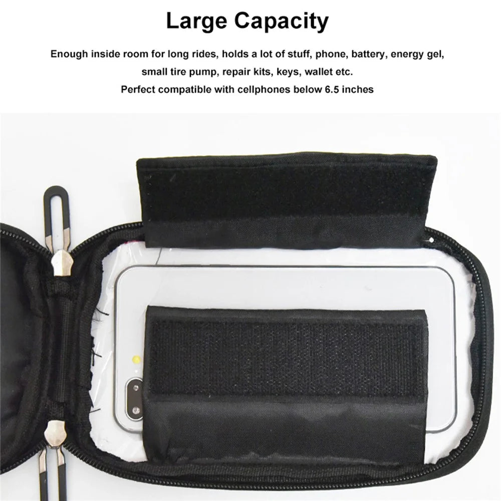 ANMEILU 7006 Waterproof Cycling Bike Front Frame Bag Touch Screen Phone Pouch Bicycle Top Tube Storage Bag with Rainproof Cover - Black / Blue - 6