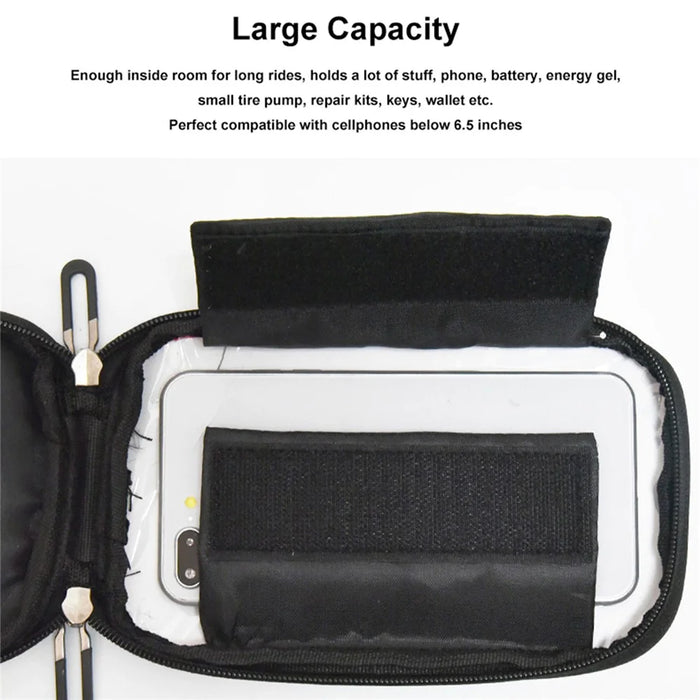 ANMEILU 7006 Waterproof Cycling Bike Front Frame Bag Touch Screen Phone Pouch Bicycle Top Tube Storage Bag with Rainproof Cover - Black / Blue - 6