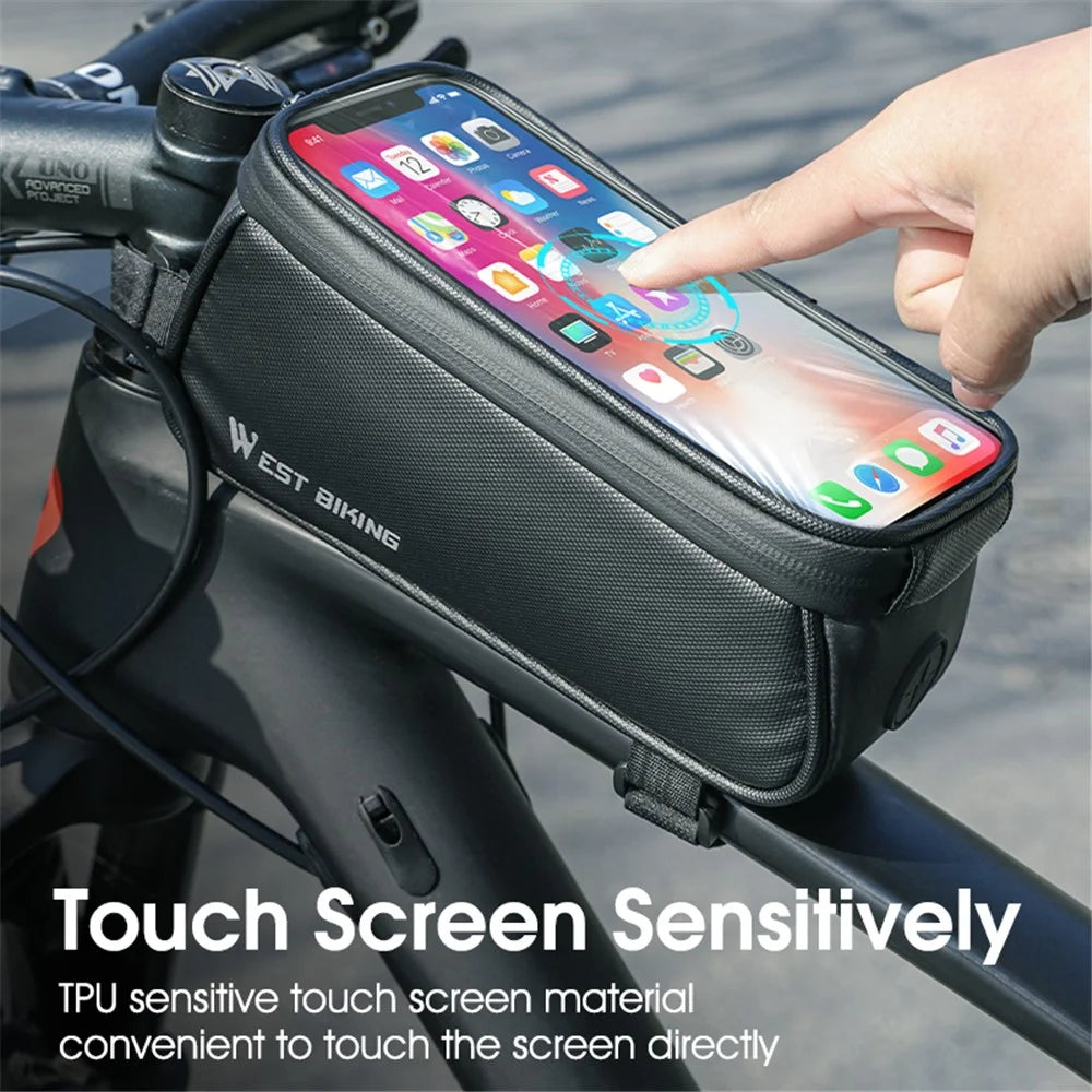 WEST BIKING YP0707315 Bike Phone Bag Bicycle Front Frame Bag Waterproof Top Tube Handlebar EVA Bag for iPhone, Samsung - 2