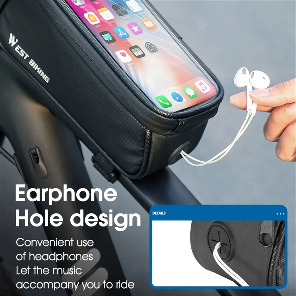 WEST BIKING YP0707315 Bike Phone Bag Bicycle Front Frame Bag Waterproof Top Tube Handlebar EVA Bag for iPhone, Samsung - 4