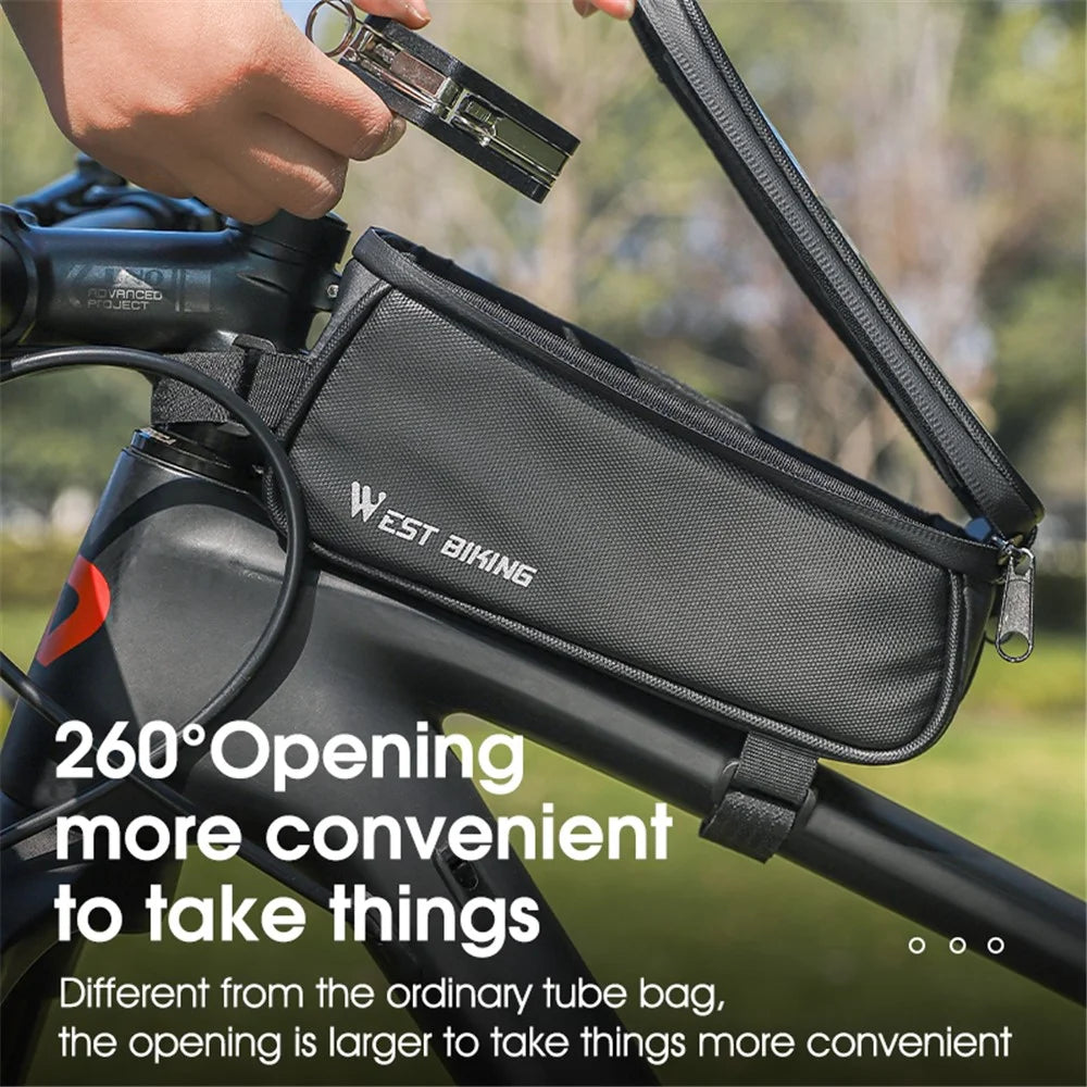 WEST BIKING YP0707315 Bike Phone Bag Bicycle Front Frame Bag Waterproof Top Tube Handlebar EVA Bag for iPhone, Samsung - 7