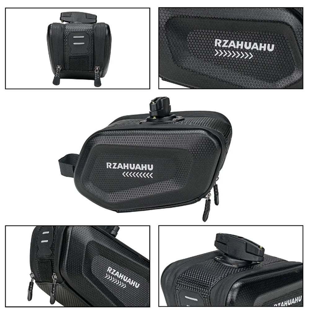 RZAHUAHU 2L Bicycle Saddle Bag Waterproof Hard Shell Bike Under Seat Bag - 7