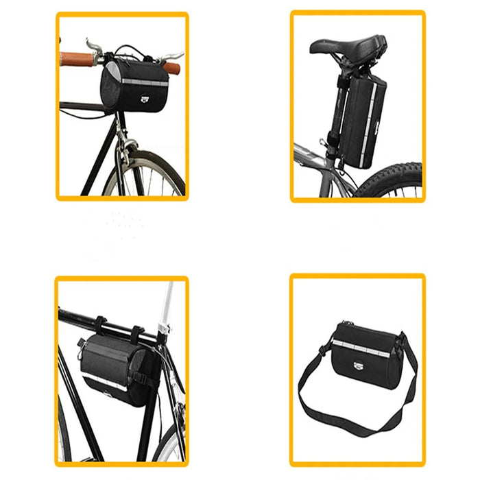 RZAHUAHU 2L Waterproof Bicycle Front Beam Bag MTB Bike Bag Cycling Shoulder Bag - Black  /  Grey - 6