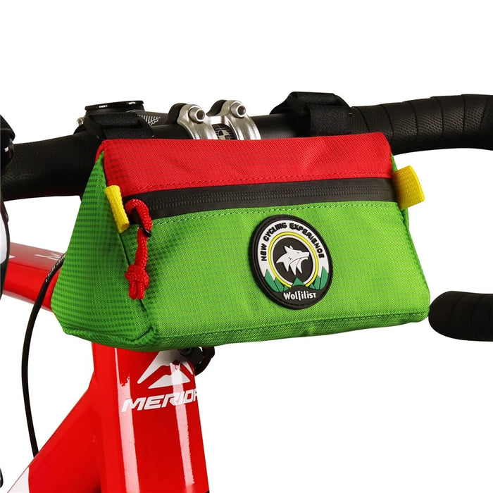 WOLFILIST MTB Bicycle Handlebar Bag Water Repellent Triangle Bike Front Storage Bag - Green - 5