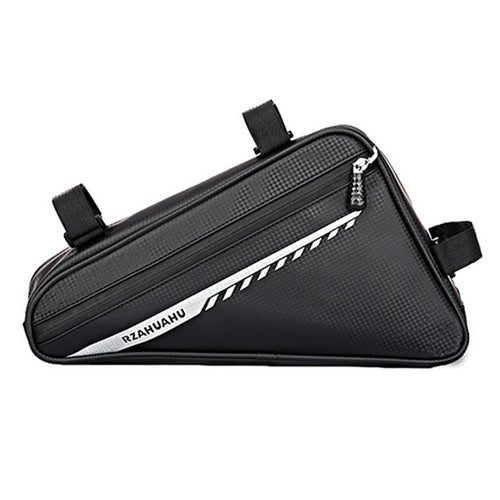 RZAHUAHU 2L Bicycle Front Frame Reflective Triangle Bag Bike Cycling Waterproof PU Storage Bag - Black - 1