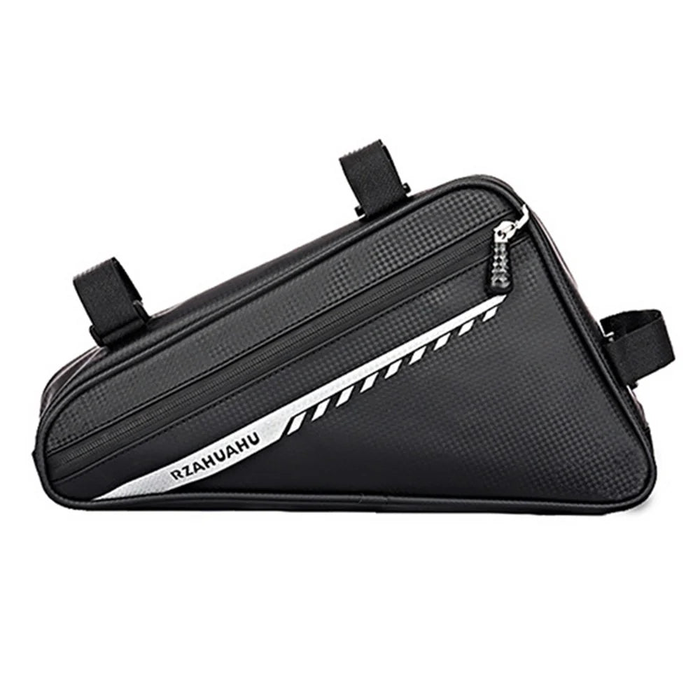 RZAHUAHU 2L Bicycle Front Frame Reflective Triangle Bag Bike Cycling Waterproof PU Storage Bag - Black - 1