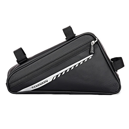 RZAHUAHU 2L Bicycle Front Frame Reflective Triangle Bag Bike Cycling Waterproof PU Storage Bag - Black - 1