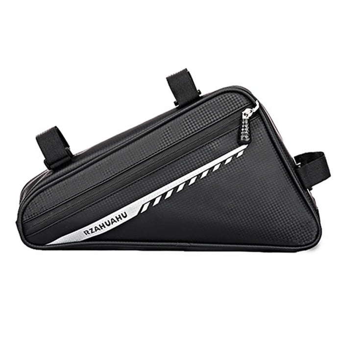 RZAHUAHU 2L Bicycle Front Frame Reflective Triangle Bag Bike Cycling Waterproof PU Storage Bag - Black - 1