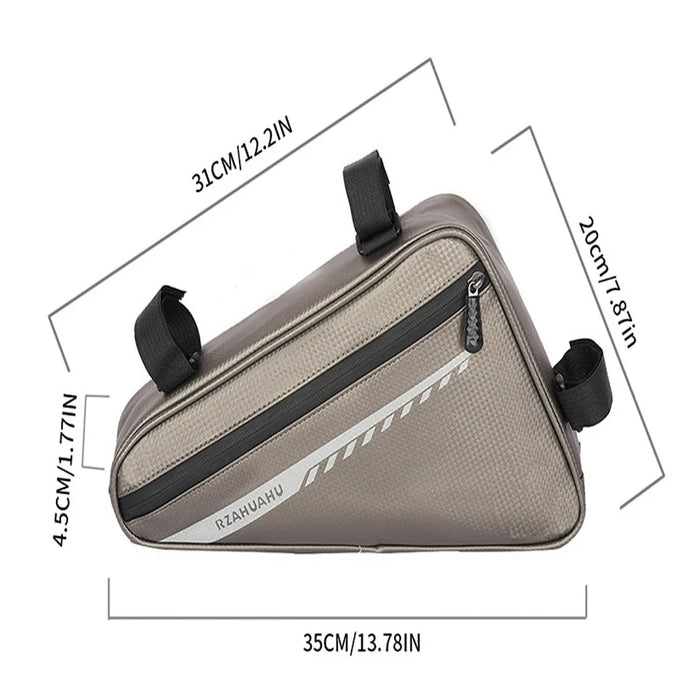 RZAHUAHU 2L Bicycle Front Frame Reflective Triangle Bag Bike Cycling Waterproof PU Storage Bag - Black - 7