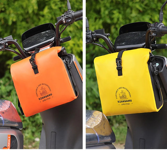 RZAHUAHU 9L Waterproof PVC Motorcycle Tool Bag Motorbike Handlebar Saddle Storage Bag - Black - 4