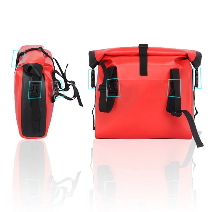 RZAHUAHU 9L Waterproof PVC Motorcycle Tool Bag Motorbike Handlebar Saddle Storage Bag - Black - 5