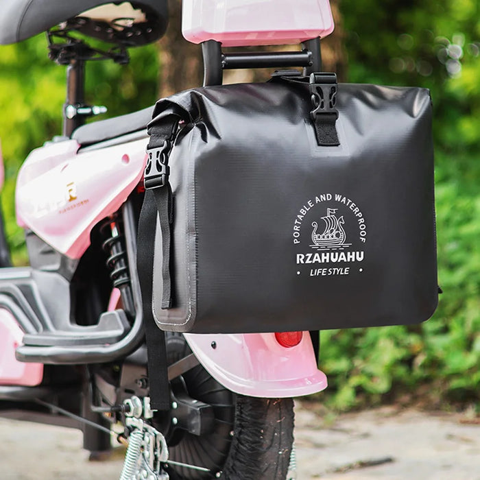 RZAHUAHU 9L Waterproof PVC Motorcycle Tool Bag Motorbike Handlebar Saddle Storage Bag - Black - 7