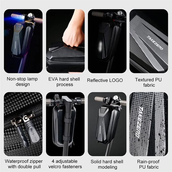 TAKEZERO T08 3L Electric Scooter Handlebar Storage Bag EVA+PU Electric Bike Front Pouch - 3