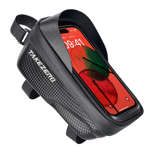 TAKEZERO A2 PU+TPU+Hard EVA Bicycle Phone Case for Mountain Road Bike Front Beam Tube Zippered Phone Bag - 1