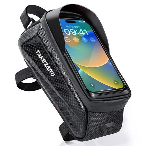 TAKEZERO TZ02 PU+TPU+EVA Hard Shell Bike Bag Mountain Bike Front Bar Zippered Phone Bag - 1