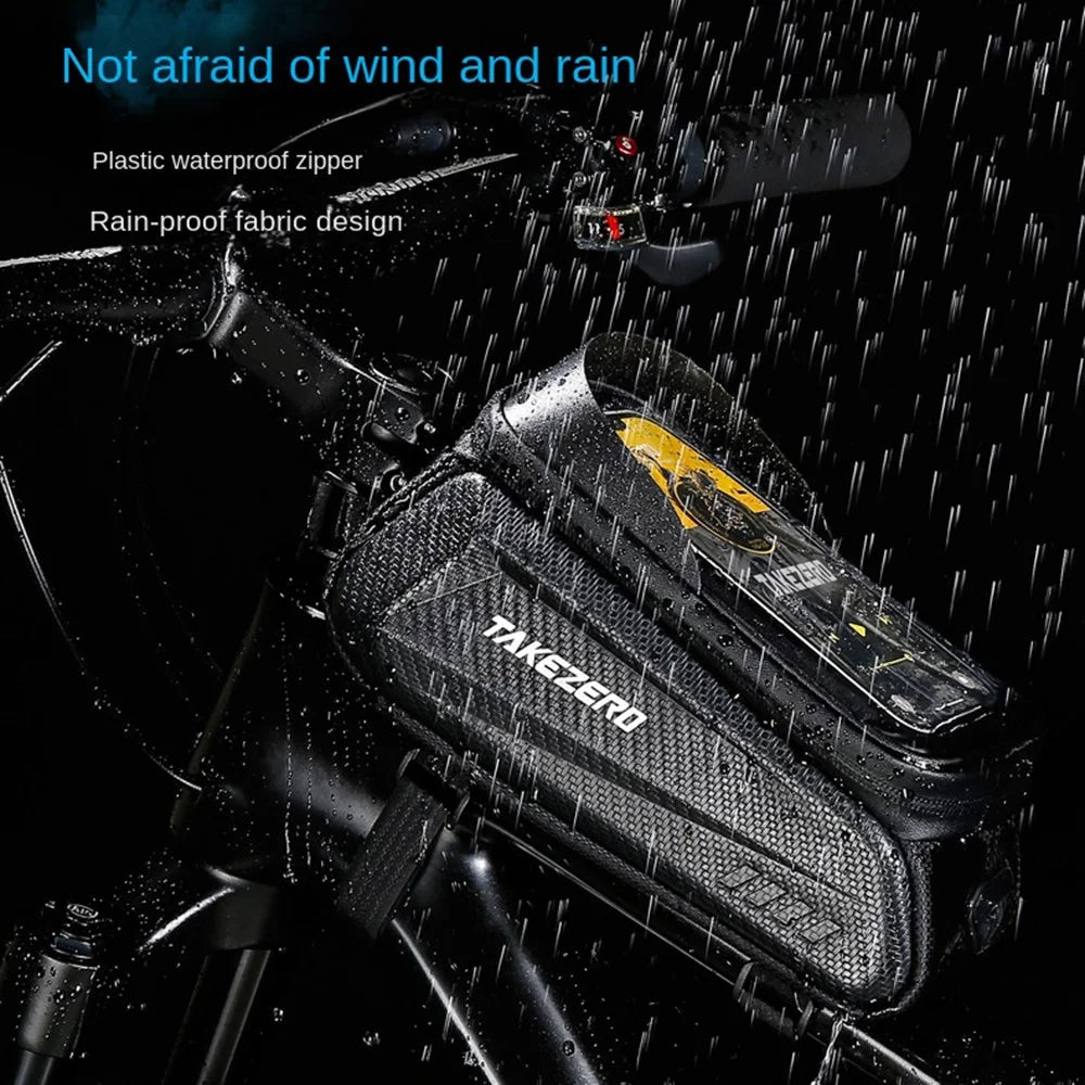 TAKEZERO TZ02 PU+TPU+EVA Hard Shell Bike Bag Mountain Bike Front Bar Zippered Phone Bag - 3