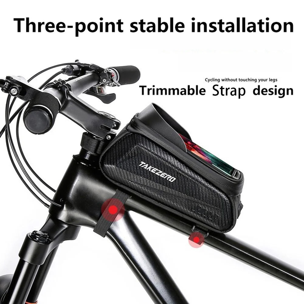 TAKEZERO TZ02 PU+TPU+EVA Hard Shell Bike Bag Mountain Bike Front Bar Zippered Phone Bag - 7