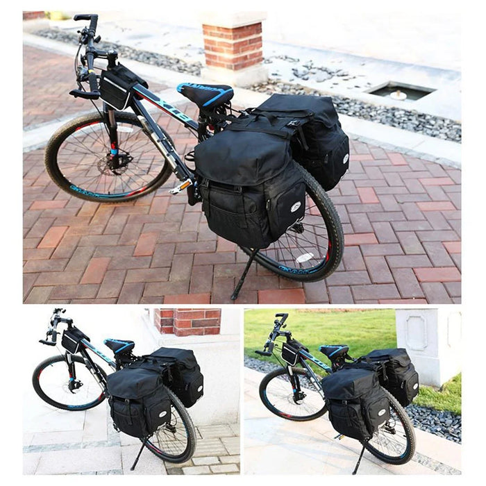 OUTDOOR INOXTO 521 Large Capacity 600D Nylon Bicycle Rear Rack Bag Bike Tail Pannier Pack Cycling Bag - Black - 5