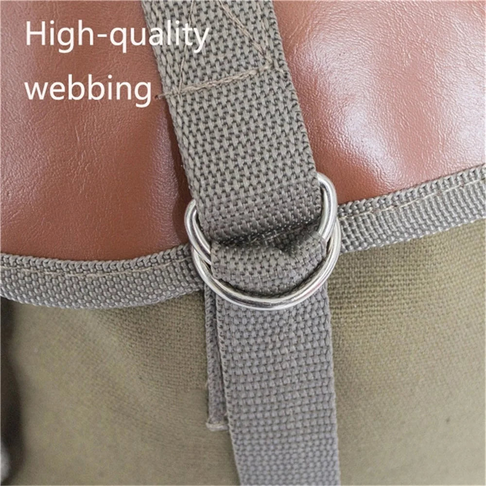 Canvas+Leather MTB Bike Pannier Pack Outdoor Travel Storage Bag Bicycle Rear Rack Bag - Khaki - 4
