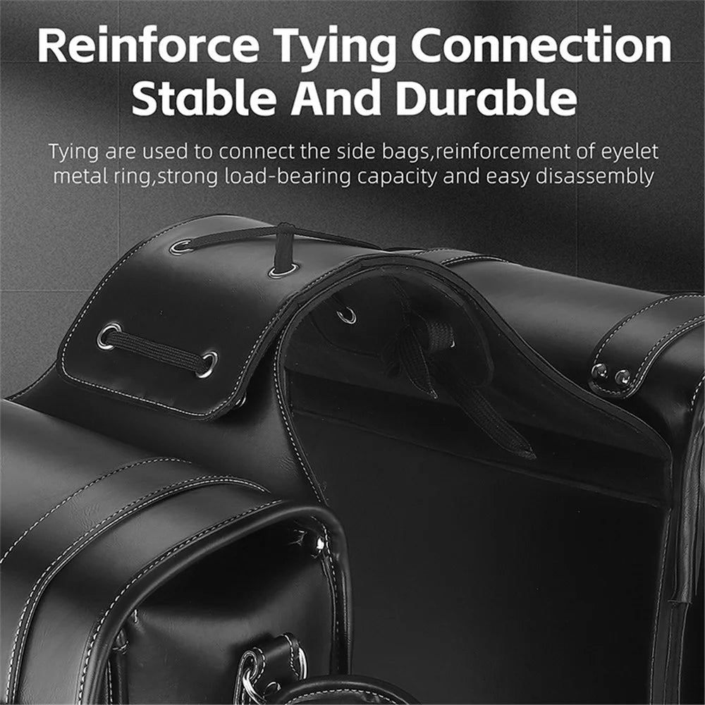 WEST BIKING YP0707328 Retro PU Leather Motorbike Two Side Saddle Bag Motorcycle Pannier Storage Bag - Black - 4