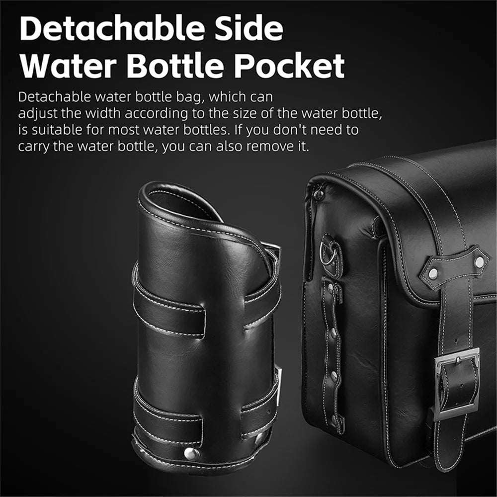 WEST BIKING YP0707328 Retro PU Leather Motorbike Two Side Saddle Bag Motorcycle Pannier Storage Bag - Black - 6