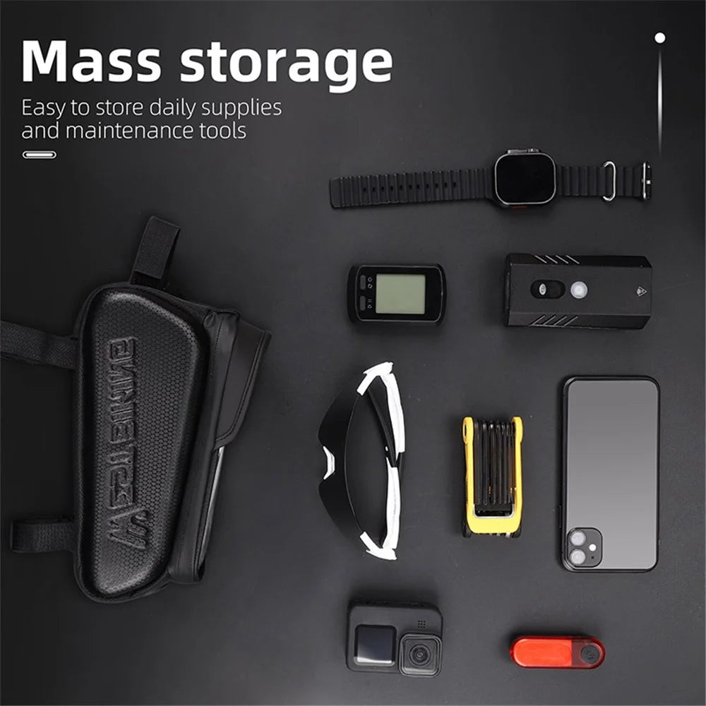WEST BIKING YP0707337 Leather+EVA+Polyester Bike Top Tube Phone Bag 0.8L Bicycle Bag Clear Screen Touch Film Phone Holder Pouch - 7