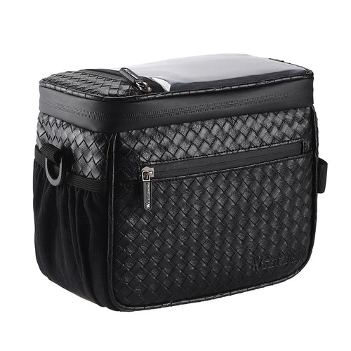 WEST BIKING YP0707334 PU Leather Bike Handlebar Insulation Bag Touch Screen Phone Pouch Bicycle Front Storage Bag - 1