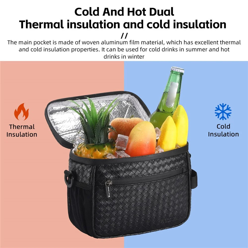 WEST BIKING YP0707334 PU Leather Bike Handlebar Insulation Bag Touch Screen Phone Pouch Bicycle Front Storage Bag - 6