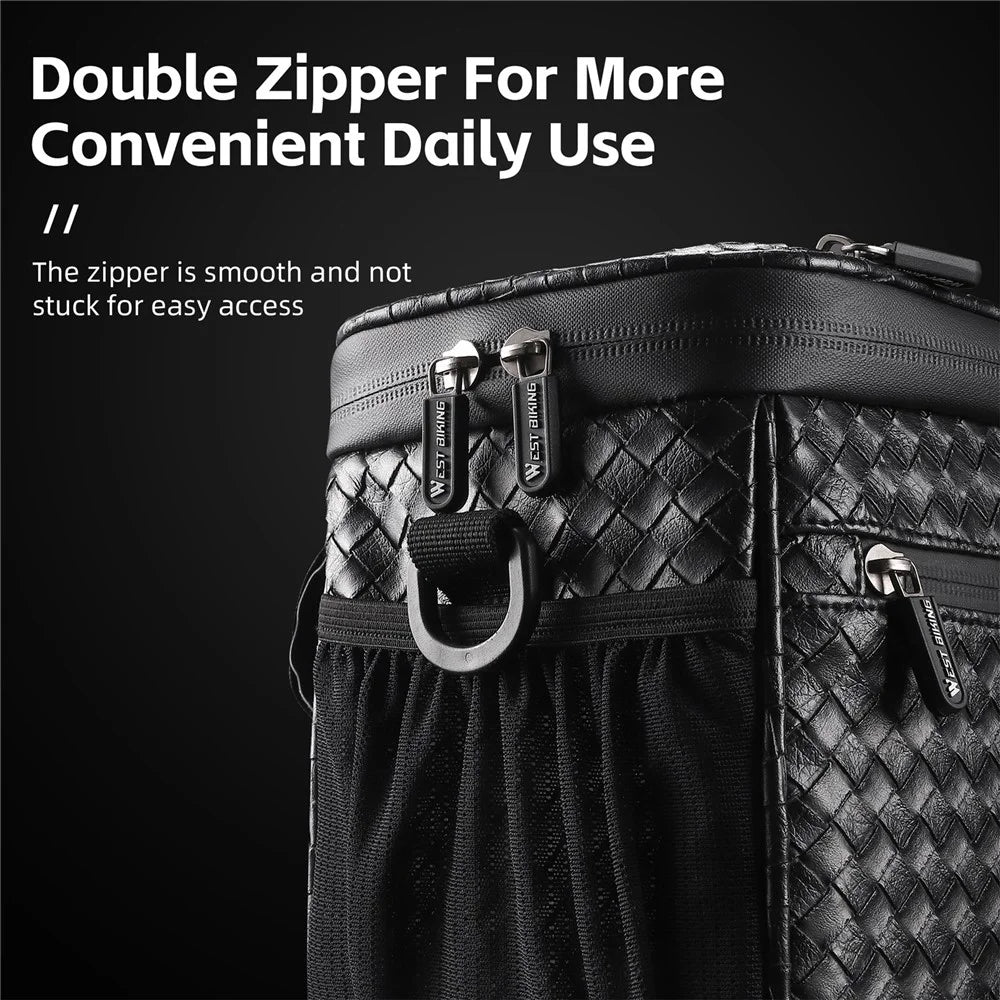 WEST BIKING YP0707334 PU Leather Bike Handlebar Insulation Bag Touch Screen Phone Pouch Bicycle Front Storage Bag - 7