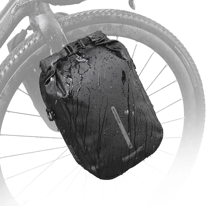RHINOWALK RK406 6L Bike Front Fork Bag Waterproof Nylon Polyester Bicycle Quick-Release Hanging Bag for Outdoor Cycling - Black - 2