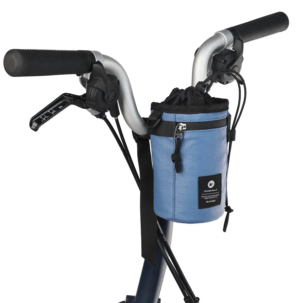 RHINOWALK RK24933 Polyester Bike Handlebar Stem Bag Food Snack Storage Pouch Water Bottle Holder for Bicycle Touring Commuting - Blue - 3
