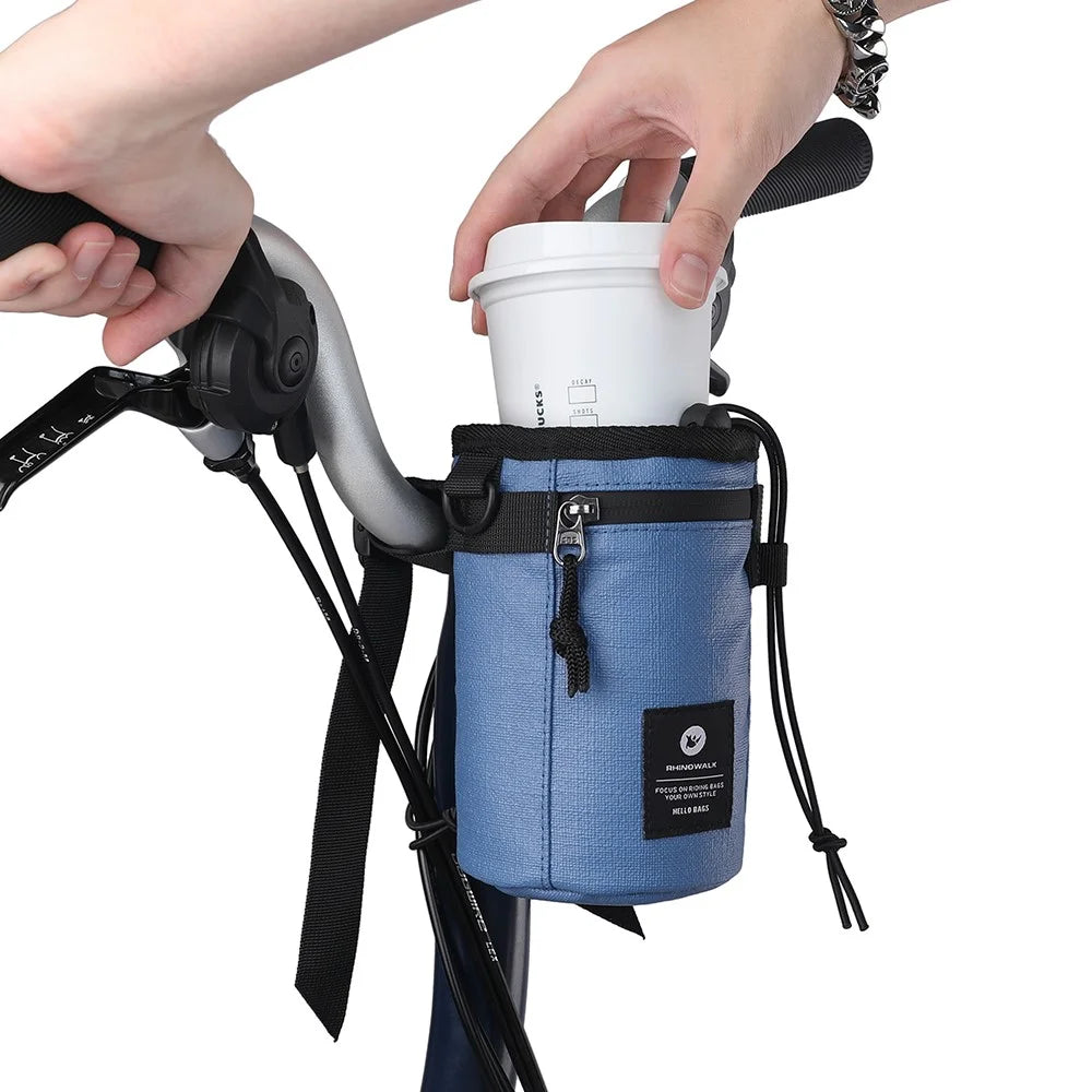 RHINOWALK RK24933 Polyester Bike Handlebar Stem Bag Food Snack Storage Pouch Water Bottle Holder for Bicycle Touring Commuting - Blue - 4