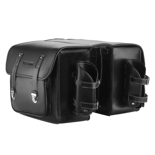 WEST BIKING YP0707335 PU Leather EVA Bicycle Rear Rack Storage Bag Bike Tail Pannier Pack Cycling Bag - Black - 1