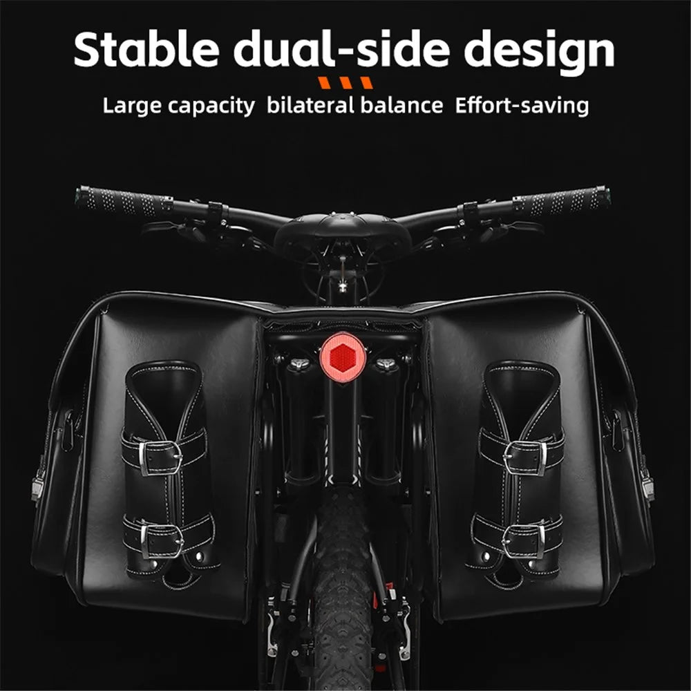 WEST BIKING YP0707335 PU Leather EVA Bicycle Rear Rack Storage Bag Bike Tail Pannier Pack Cycling Bag - Black - 6
