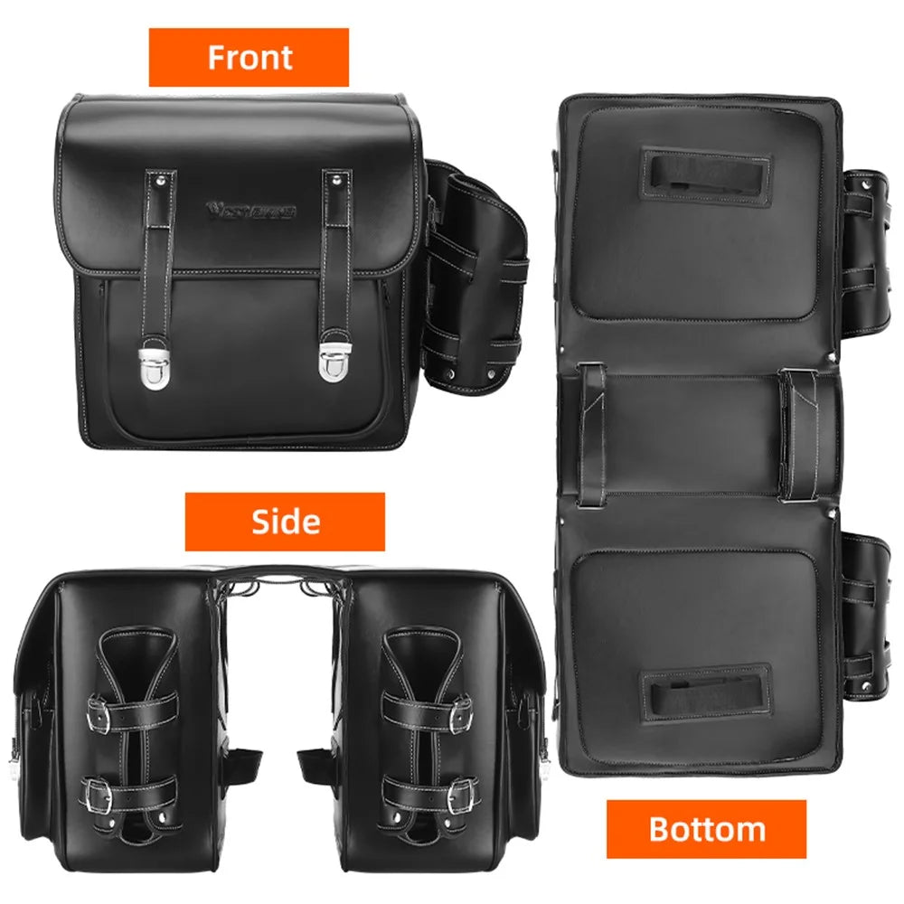 WEST BIKING YP0707335 PU Leather EVA Bicycle Rear Rack Storage Bag Bike Tail Pannier Pack Cycling Bag - Black - 7