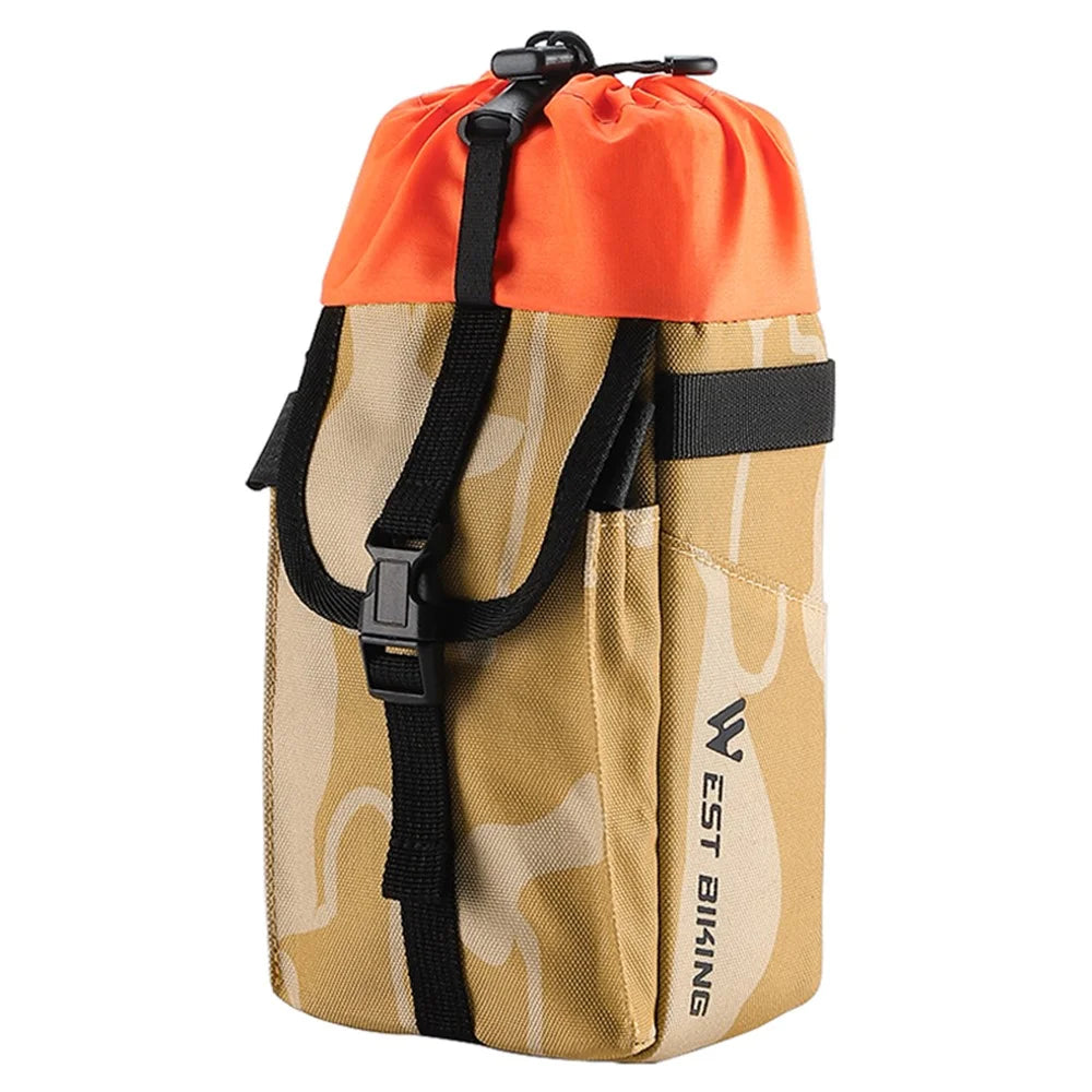 WEST BIKING YP0707330 1.2L Bike Handlebar Water Bottle Bag Cycling Drawstring Polyester Bottle Storage Bag - 1