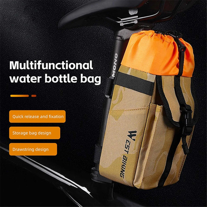 WEST BIKING YP0707330 1.2L Bike Handlebar Water Bottle Bag Cycling Drawstring Polyester Bottle Storage Bag - 2