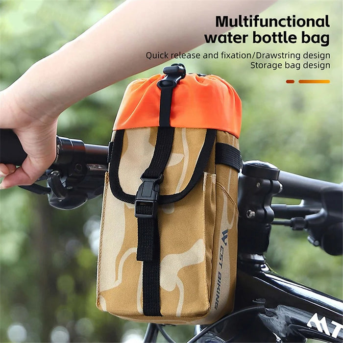 WEST BIKING YP0707330 1.2L Bike Handlebar Water Bottle Bag Cycling Drawstring Polyester Bottle Storage Bag - 5