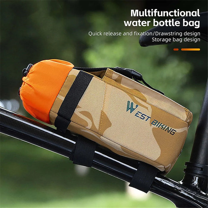WEST BIKING YP0707330 1.2L Bike Handlebar Water Bottle Bag Cycling Drawstring Polyester Bottle Storage Bag - 6