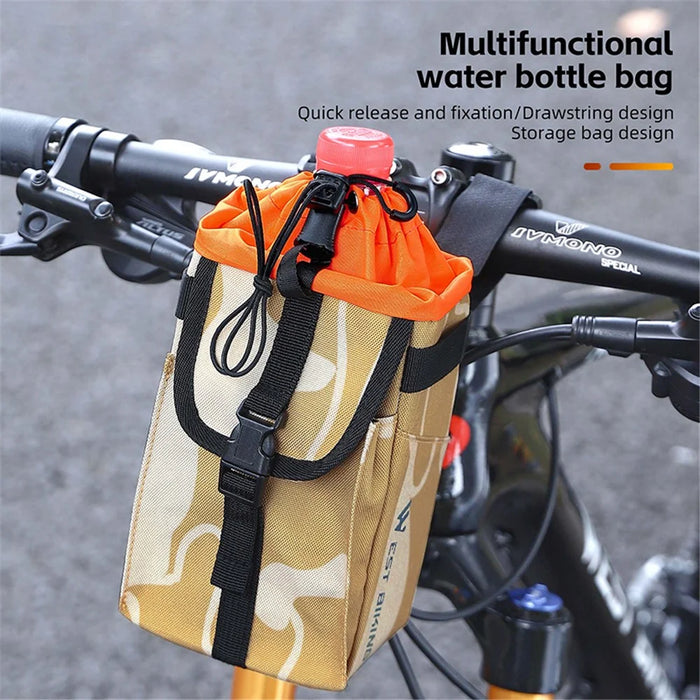 WEST BIKING YP0707330 1.2L Bike Handlebar Water Bottle Bag Cycling Drawstring Polyester Bottle Storage Bag - 7