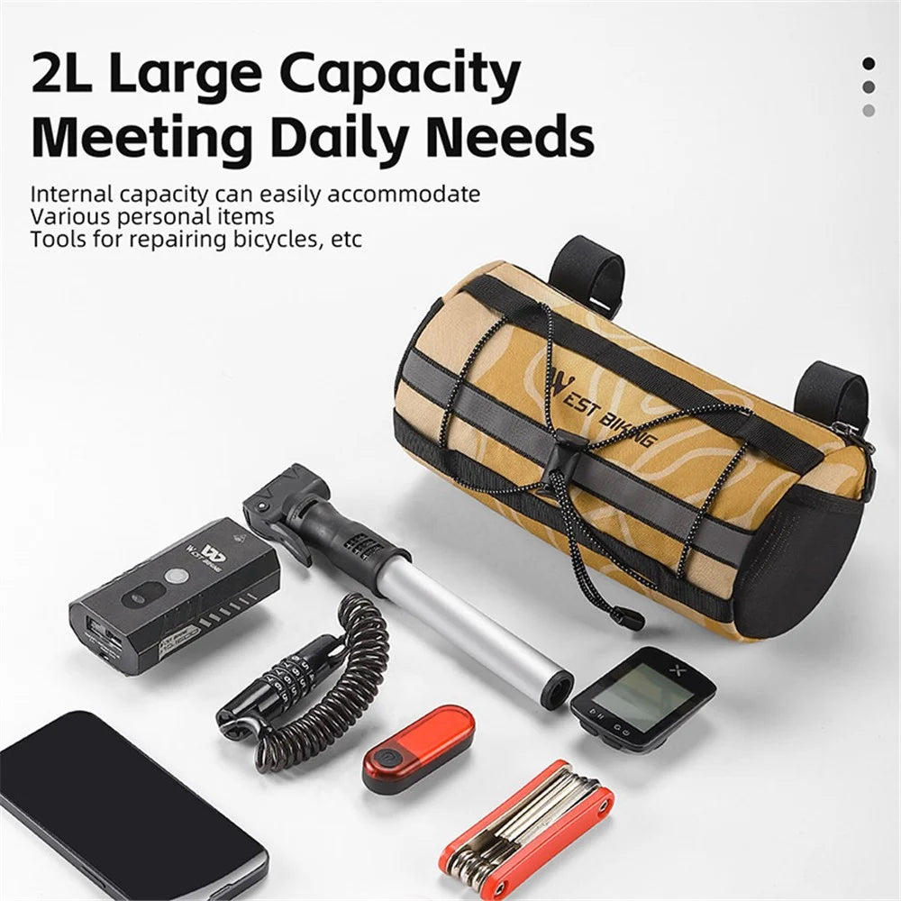 WEST BIKING YP0707329 Cycling Bicycle Handlebar Cylinder Bag Polyester Bike Front Storage Bag - 6