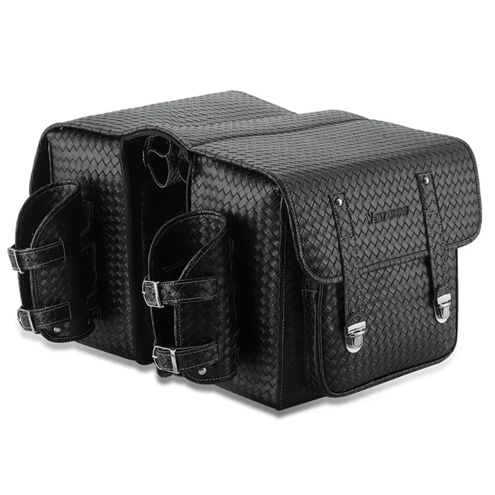 WEST BIKING YP0707336 Woven Texture Leather Bicycle Rear Rack Bag Bike Tail Pannier Pack Cycling Storage Bag - 1